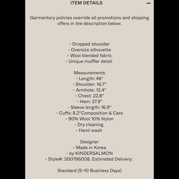 Kindersalmon light cream oversized coat - Picture 7 of 8